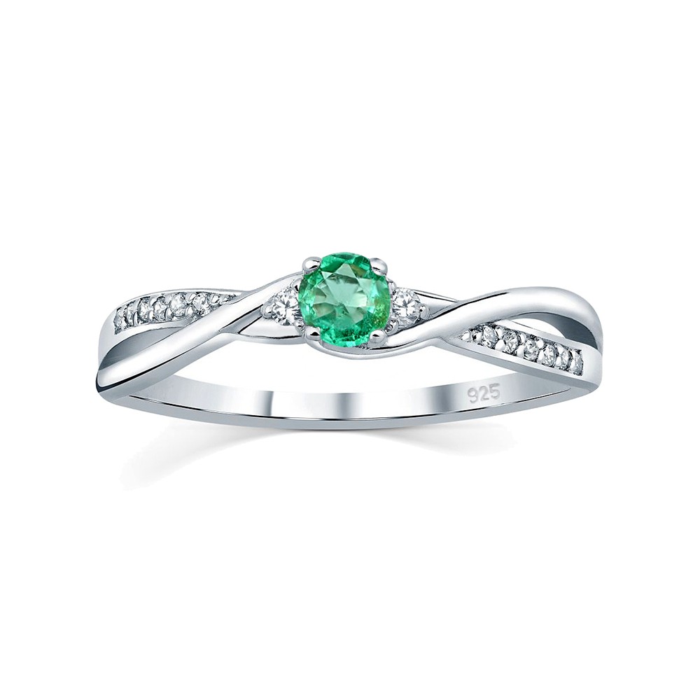Silvego Stříbrný prsten s pravým přírodním smaragdem JJJR1100ER 50 mm