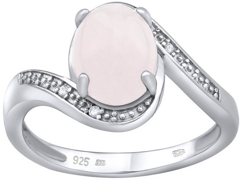 Silvego Stříbrný prsten s přírodním růženínem JST14809RO 52 mm