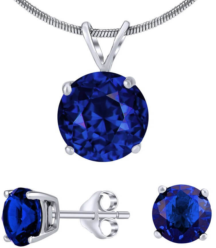Silvego Stříbrný set šperků s tmavě modrým křišťálem JJJS8TM1 (náušnice, přívěsek)