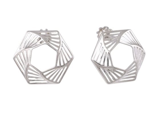Soliter Moderné strieborné náušnice Šesťuholník 431 001 02761 04