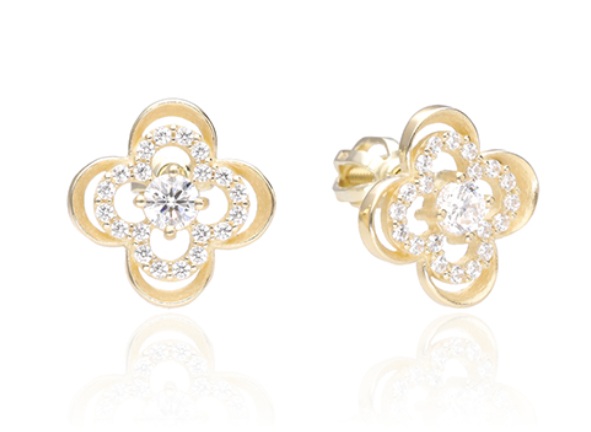 Soliter Náušnice z bieleho zlata Kvietky so zirkónmi 239 001 01291 00