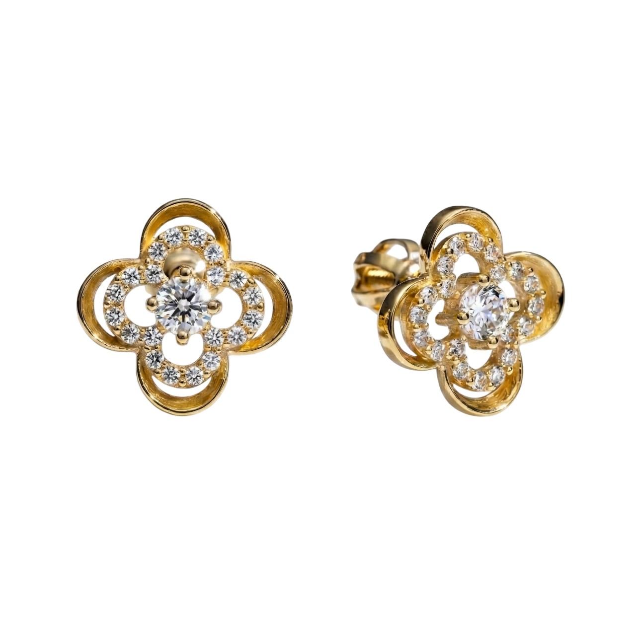 Soliter Náušnice z bieleho zlata Kvietky so zirkónmi 239 001 01291 00