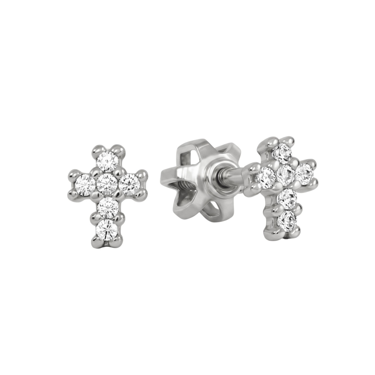 Soliter Náušnice z bieleho zlata so zirkónmi Krížik 239 001 00783 07
