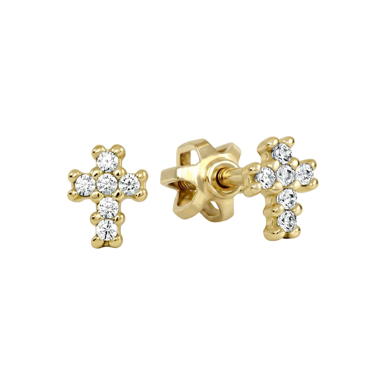 Soliter Náušnice zo žltého zlata so zirkónmi Křížek 239 001 00783 00