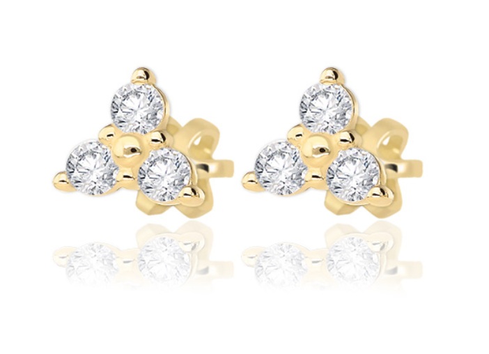 Soliter Kôstkové náušnice zo žltého zlata so zirkónmi 239 001 01339