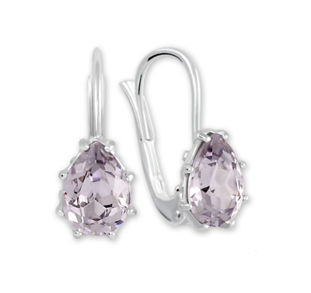 Soliter Strieborné náušnice s ružovým kryštálom Kvapka 438 001 01778 0400440