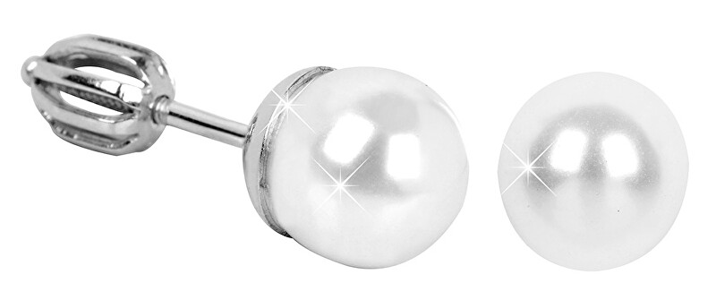 Soliter Strieborné náušnice so syntetickou perlou 438 001 01574 04