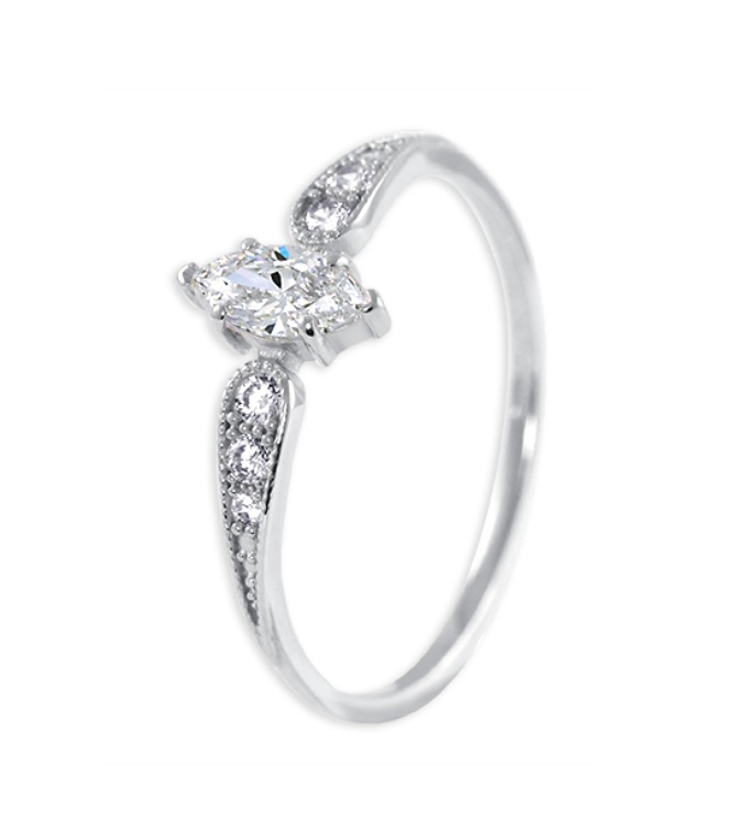 Soliter Třpytivý zásnubní prsten z bílého zlata 229 001 00880 07 62 mm