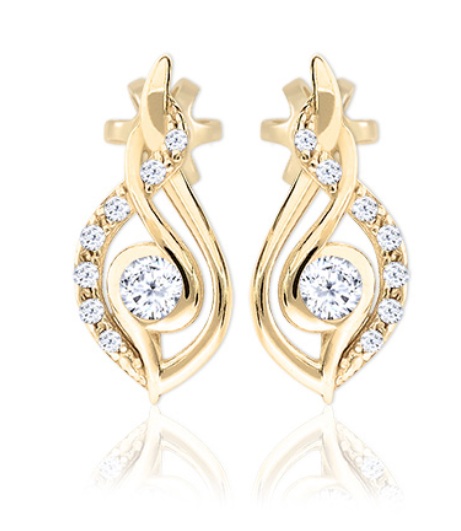 Soliter Visiace náušnice zo žltého zlata so zirkónmi 239 001 01338 00