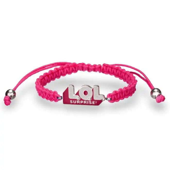 Levně L.O.L. Surprise! Růžový textilní náramek pro dívky LOL Logo L3011STLOL