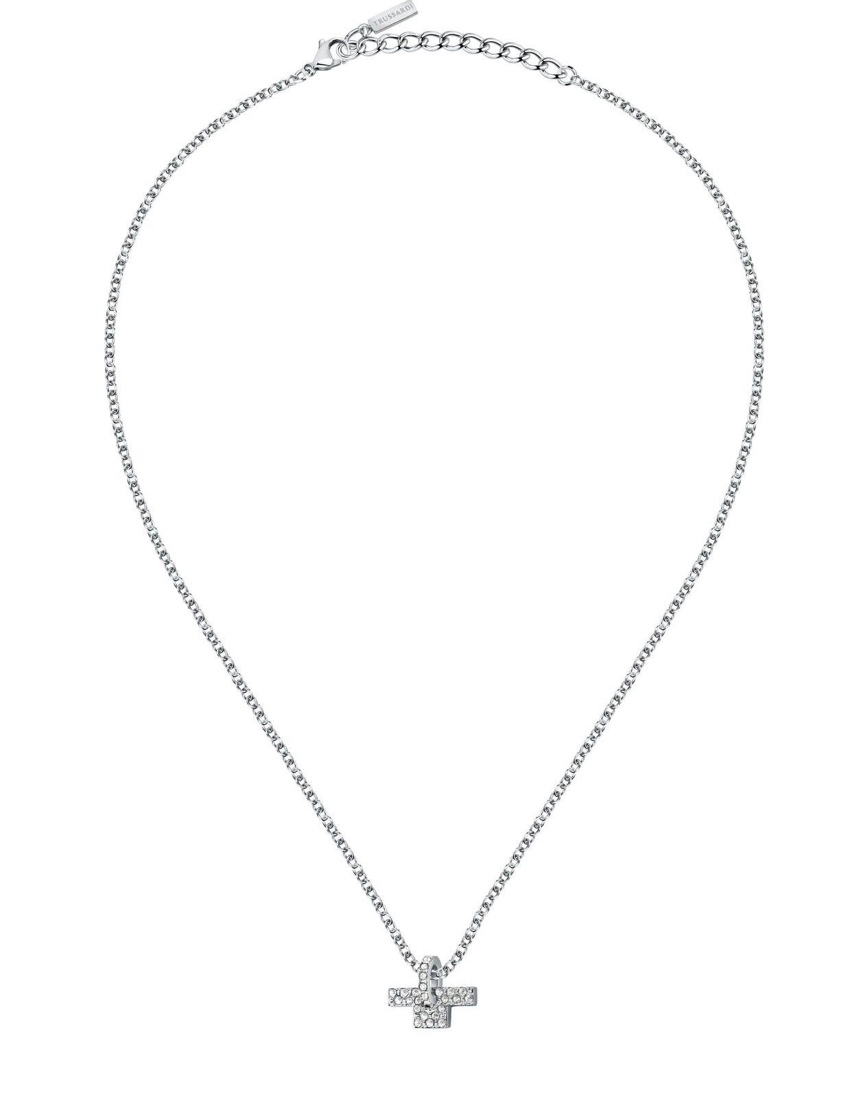 Levně Trussardi Ocelový náhrdelník se zirkony T-Logo TJAXC13 (řetízek, přívěsek)