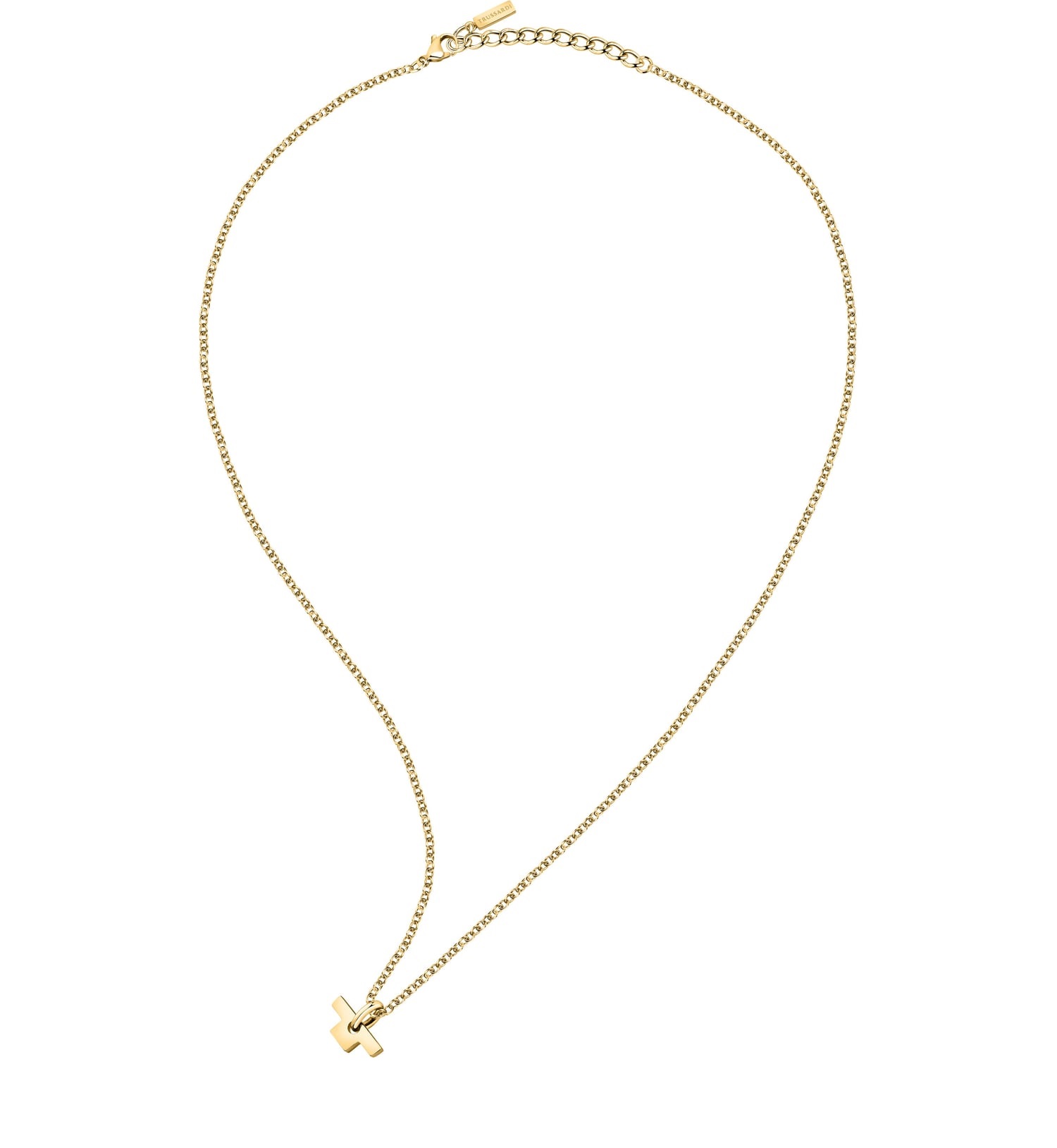 Levně Trussardi Minimalistický pozlacený náhrdelník T-Logo TJAXC12 (řetízek, přívěsek)