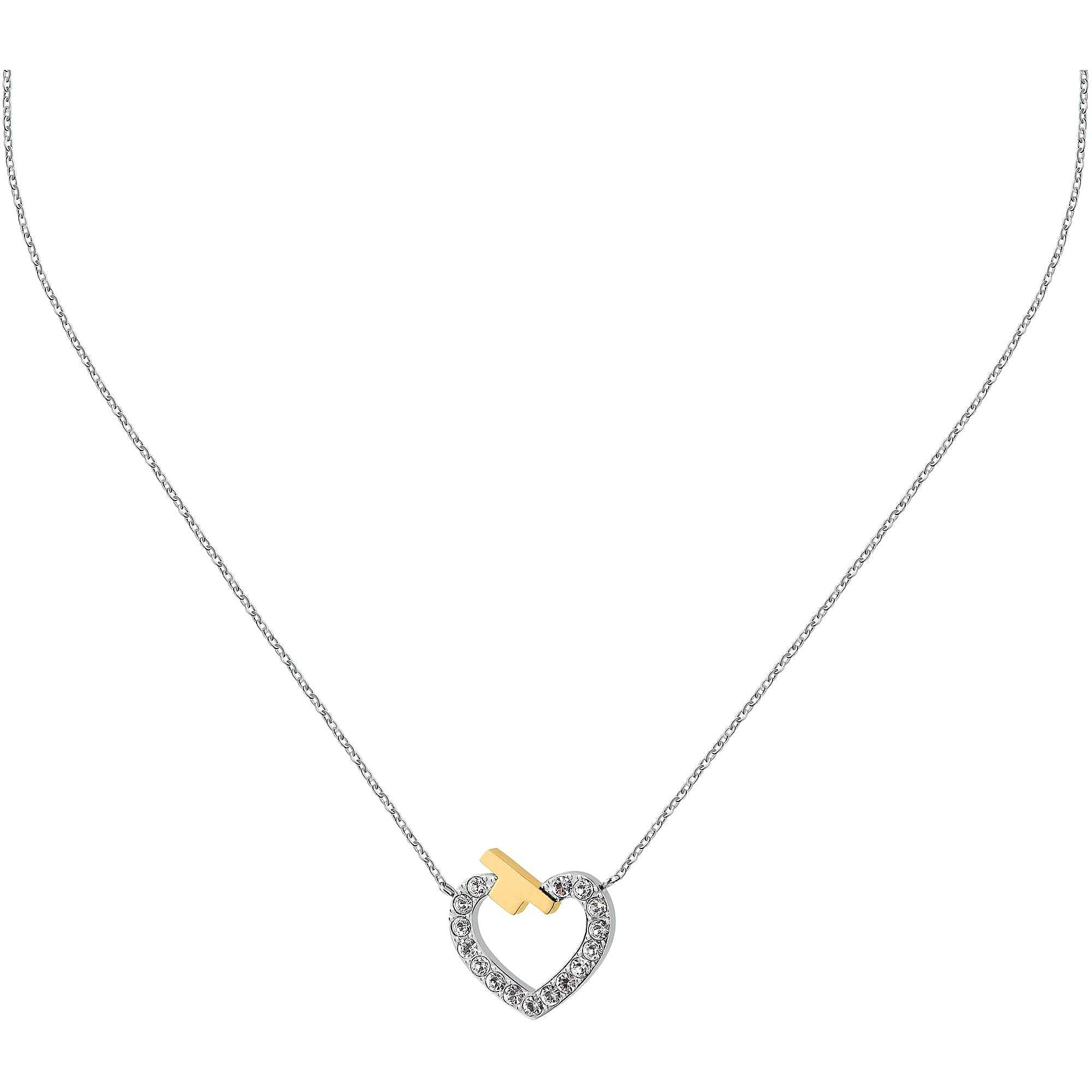 Trussardi Oceľový náhrdelník so zirkónmi T-Logo TJAXC44 (retiazka, prívesok)
