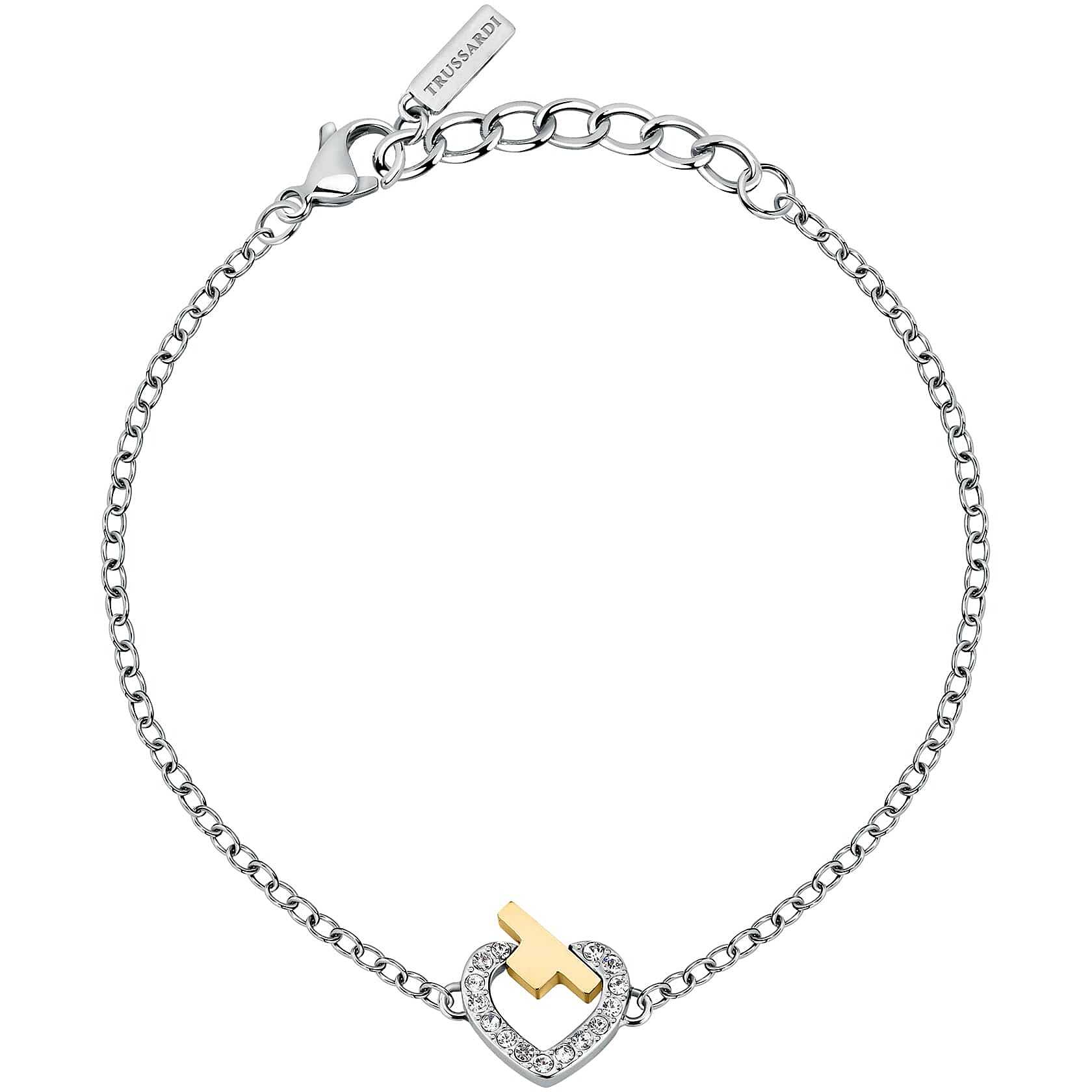 Levně Trussardi Ocelový náramek se zirkony T-Logo TJAXC46