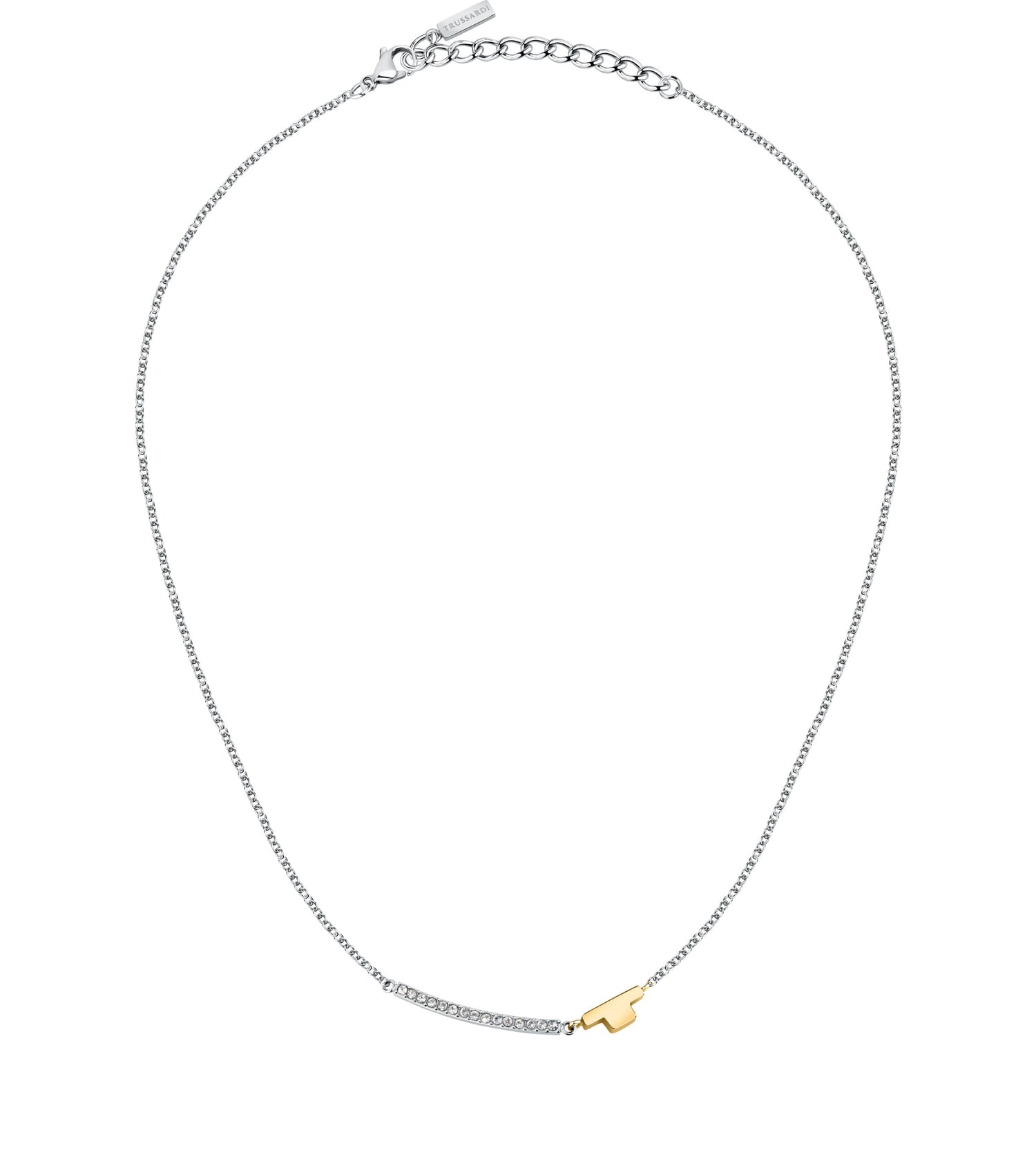 Trussardi Pôvabný oceľový náhrdelník so zirkónmi T-Logo TJAXC05