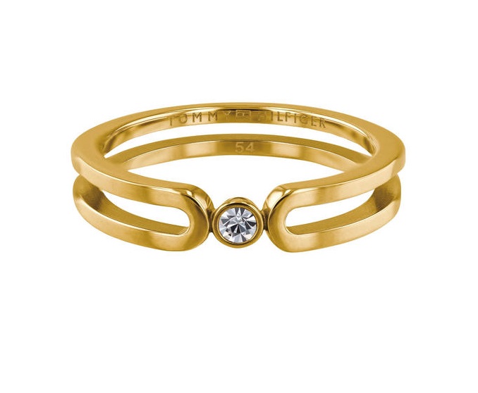 Tommy Hilfiger Jemný pozlacený prsten s krystalem TH2780101 54 mm
