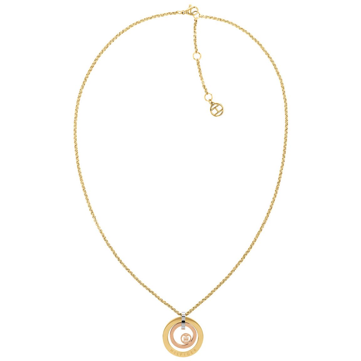 Tommy Hilfiger Luxusný pozlátený náhrdelník s bicolor príveskom 2780537.