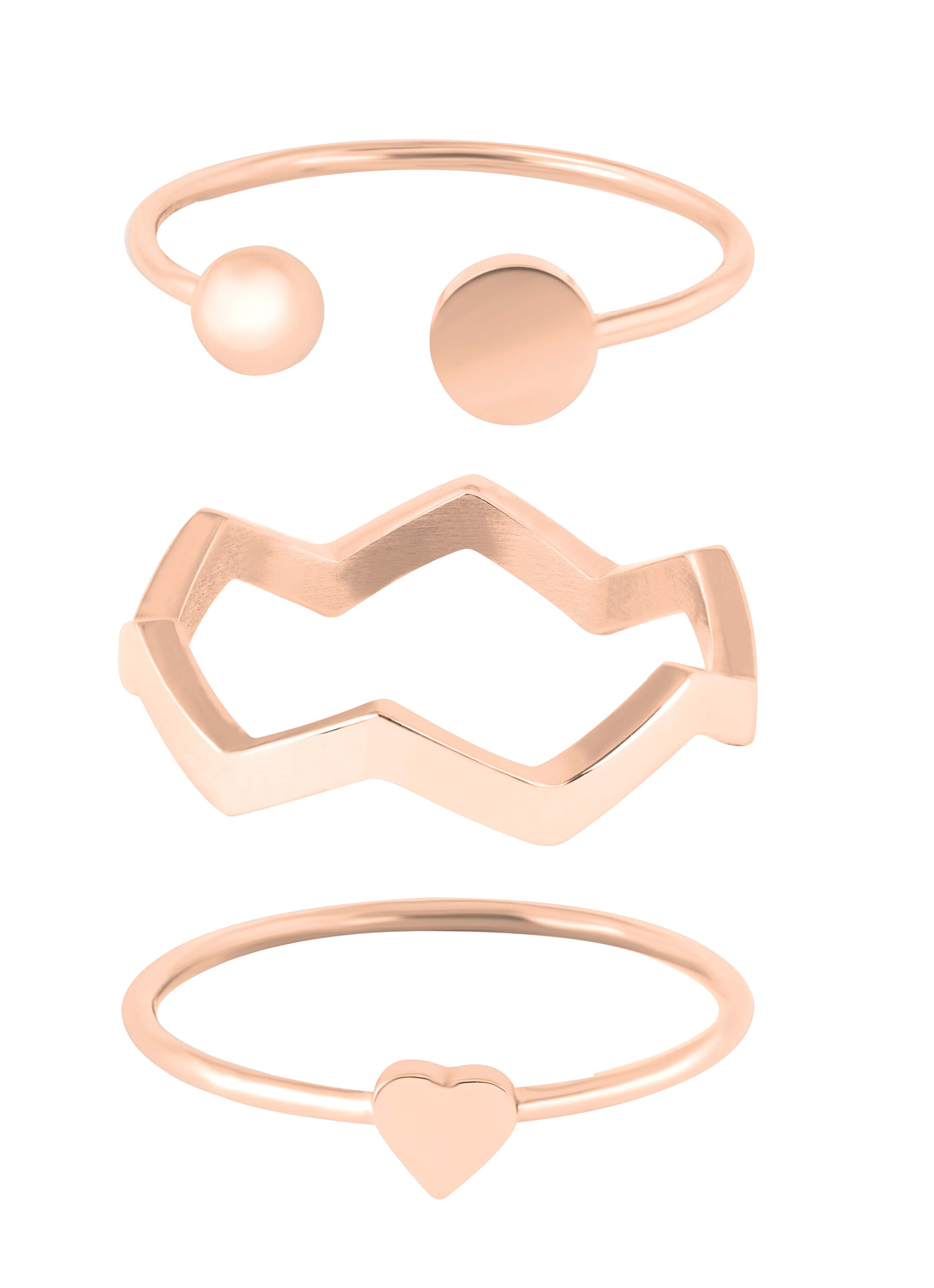 Troli Dizajnová ružovo pozlátená sada oceľových prsteňov 58 mm