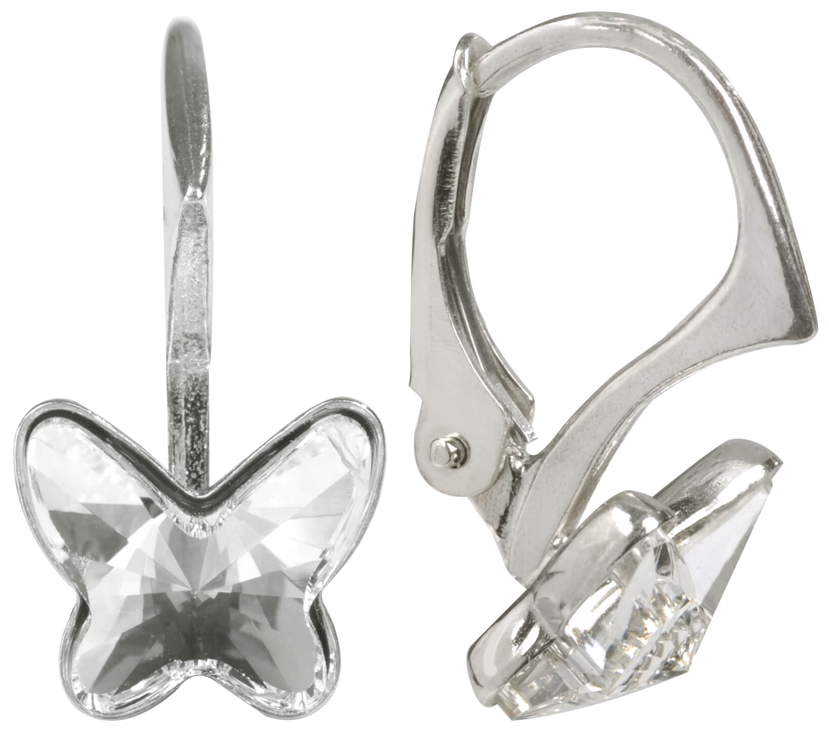 Levien -  Dívčí stříbrné náušnice Butterfly Crystal