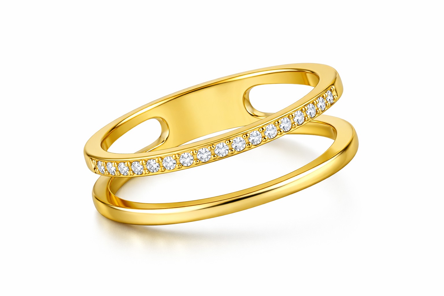 Troli Dvojitý minimalistický prsteň z ocele Gold 52 mm