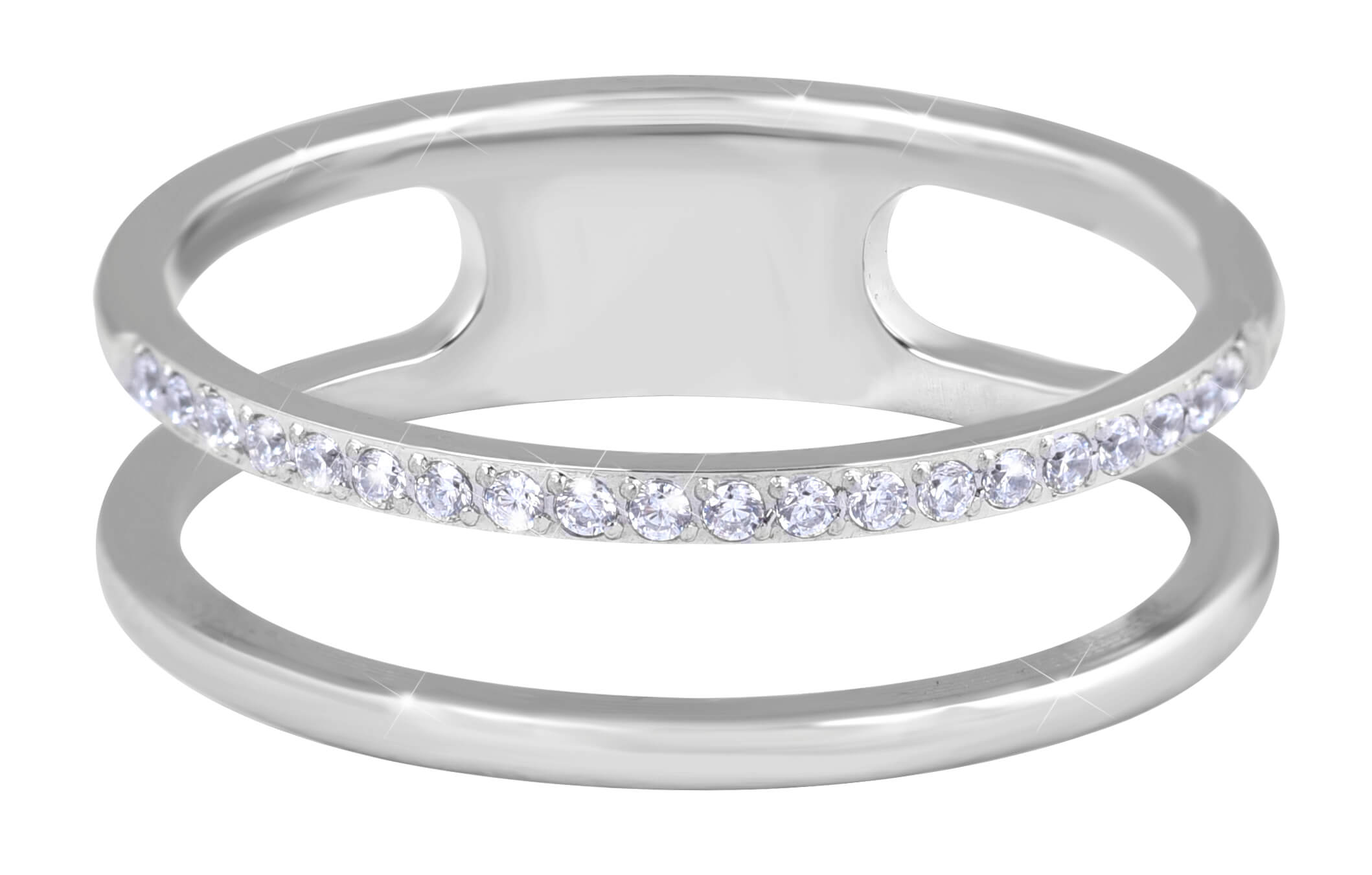 Troli Dvojitý minimalistický prsteň z ocele Silver 49 mm