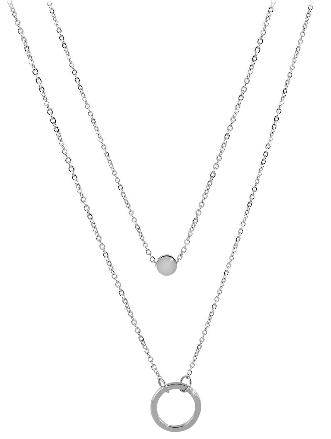 Dvojitý náhrdelník s krúžkovými príveskami z ocele