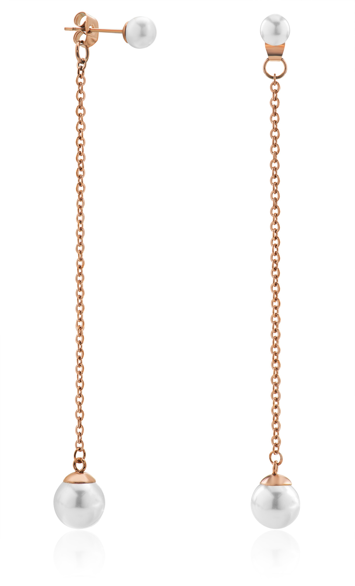 Troli Elegantné bronzové dlhé náušnice s perlami
