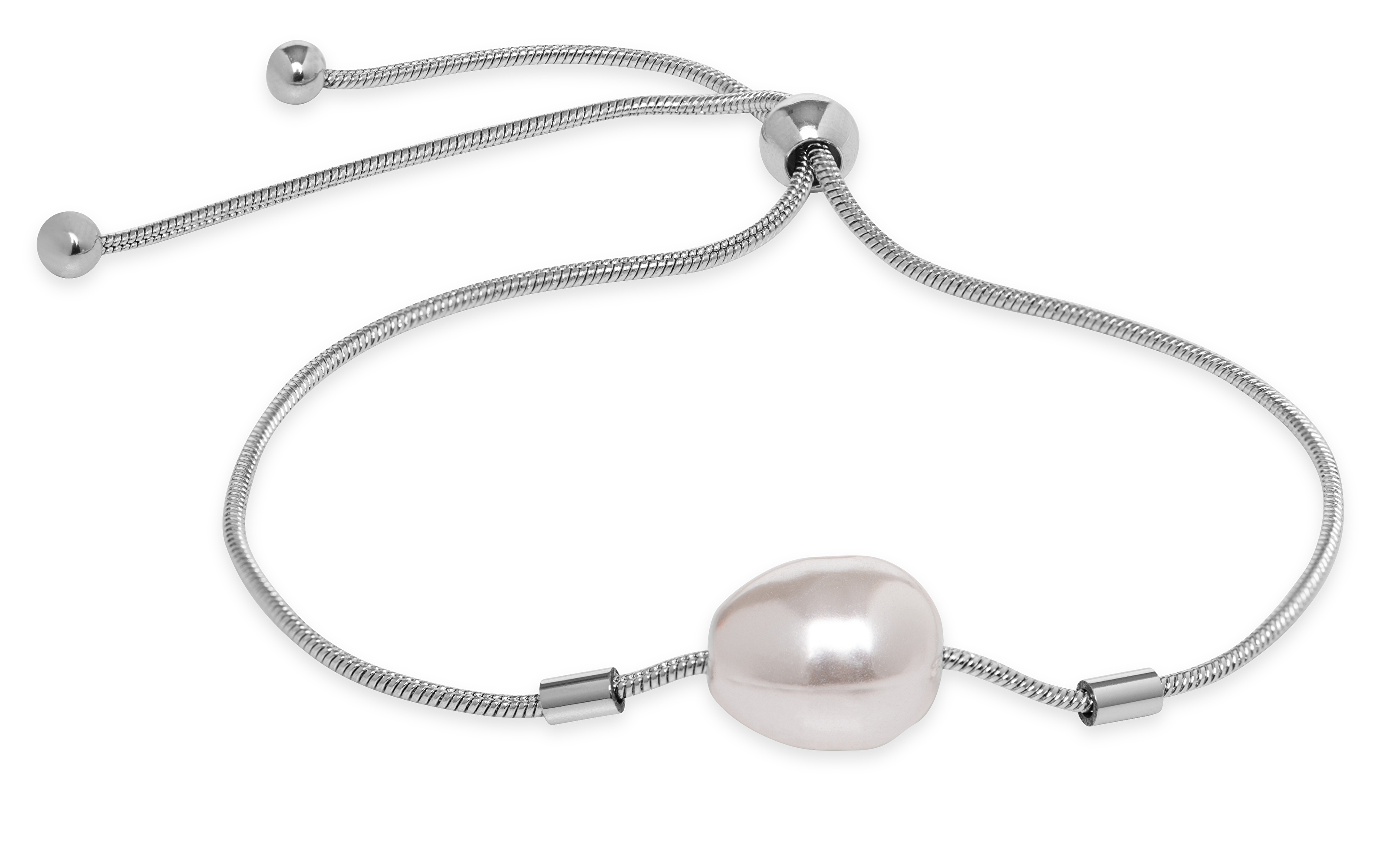 Troli Elegantní ocelový náramek s umělou perlou VEDB0540S