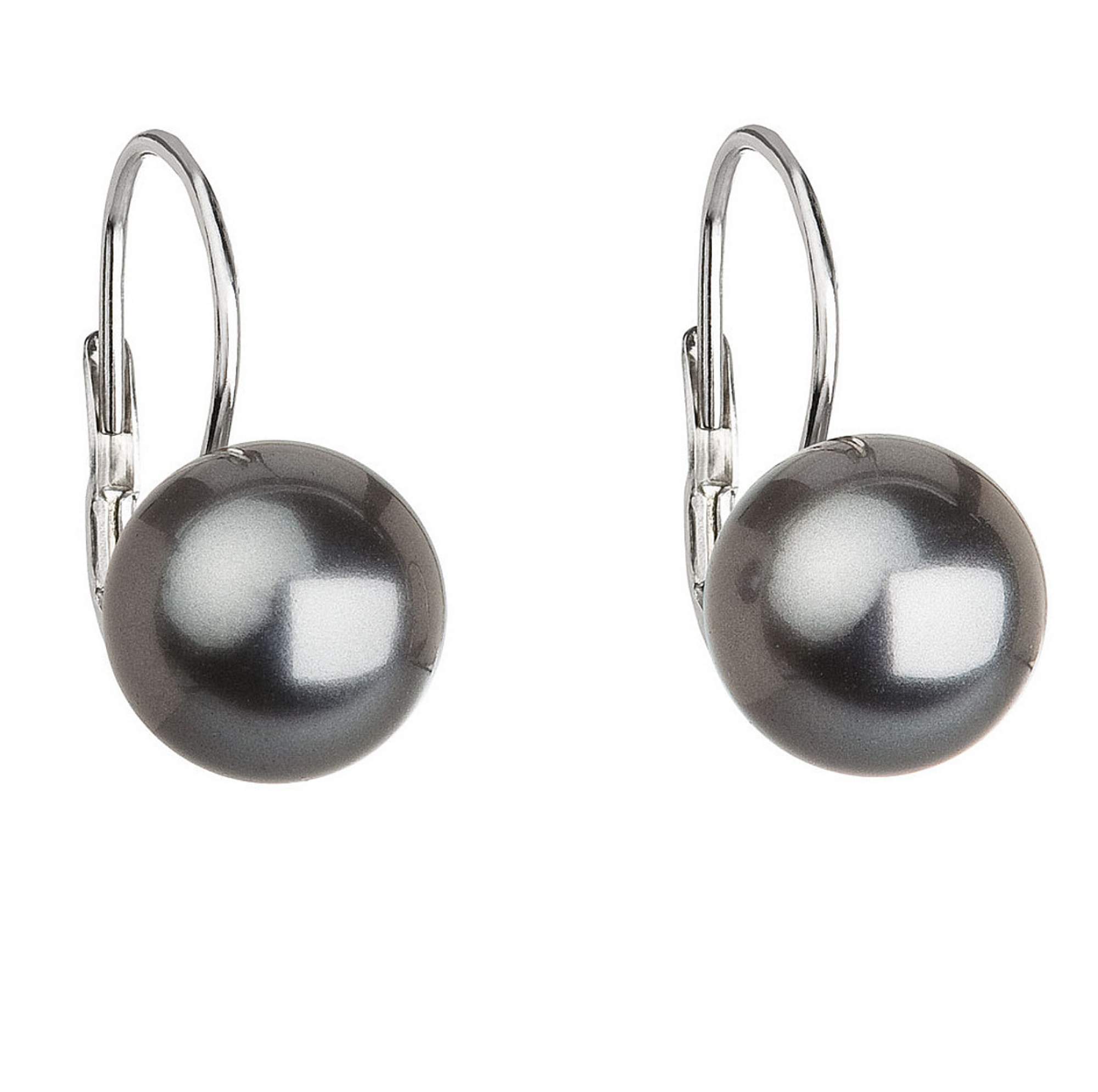Troli Elegantné perlové náušnice s klapkou Pearl Grey 71106.3