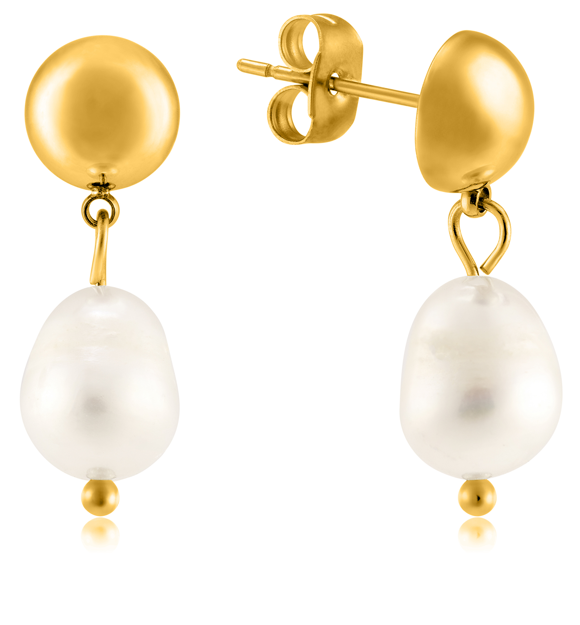 Troli Elegantní pozlacené náušnice s pravými perlami VAAJDE201330G