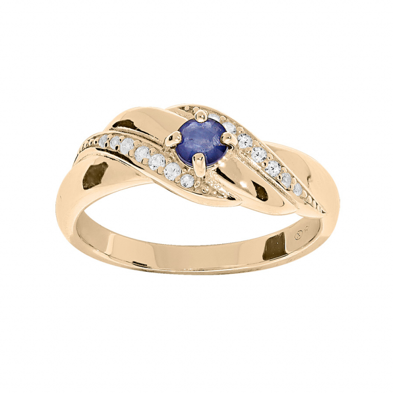 Troli Elegantní pozlacený prsten s modrými zirkony PO/SR08997B 60 mm
