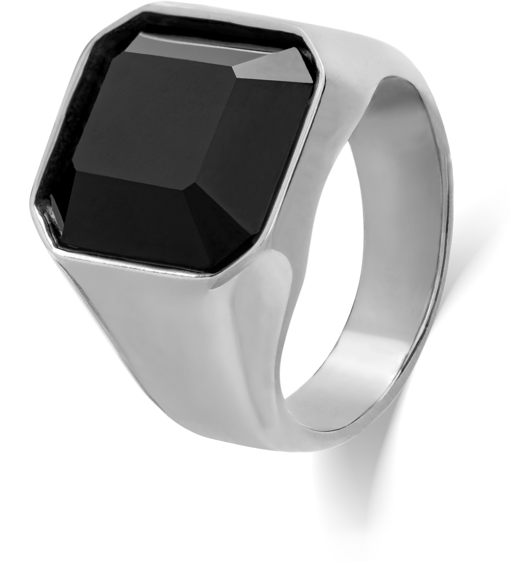 Troli Masivní prsten z oceli s černým krystalem 64 mm