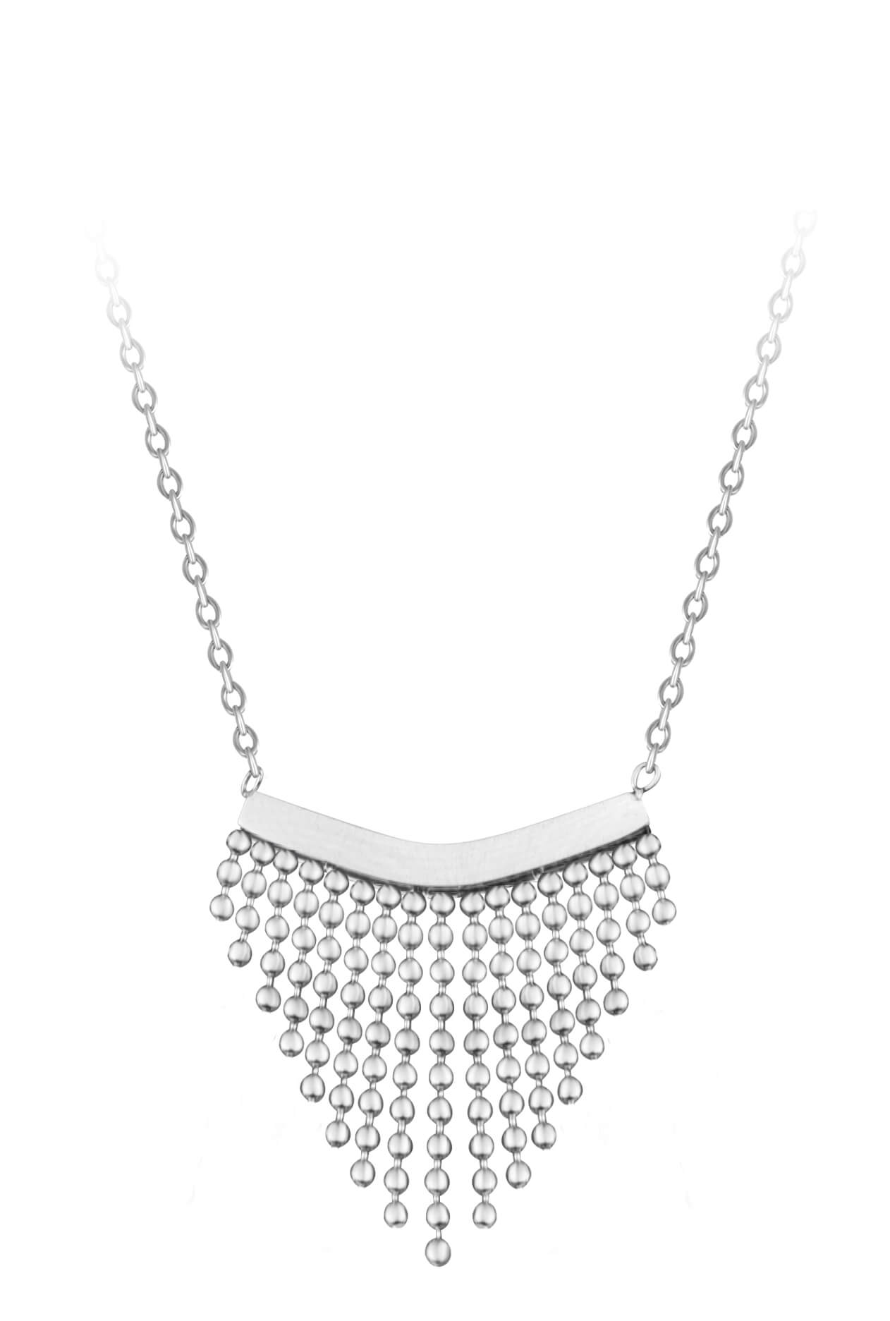 Levně Troli Moderní ocelový náhrdelník s ozdobou Chains Silver