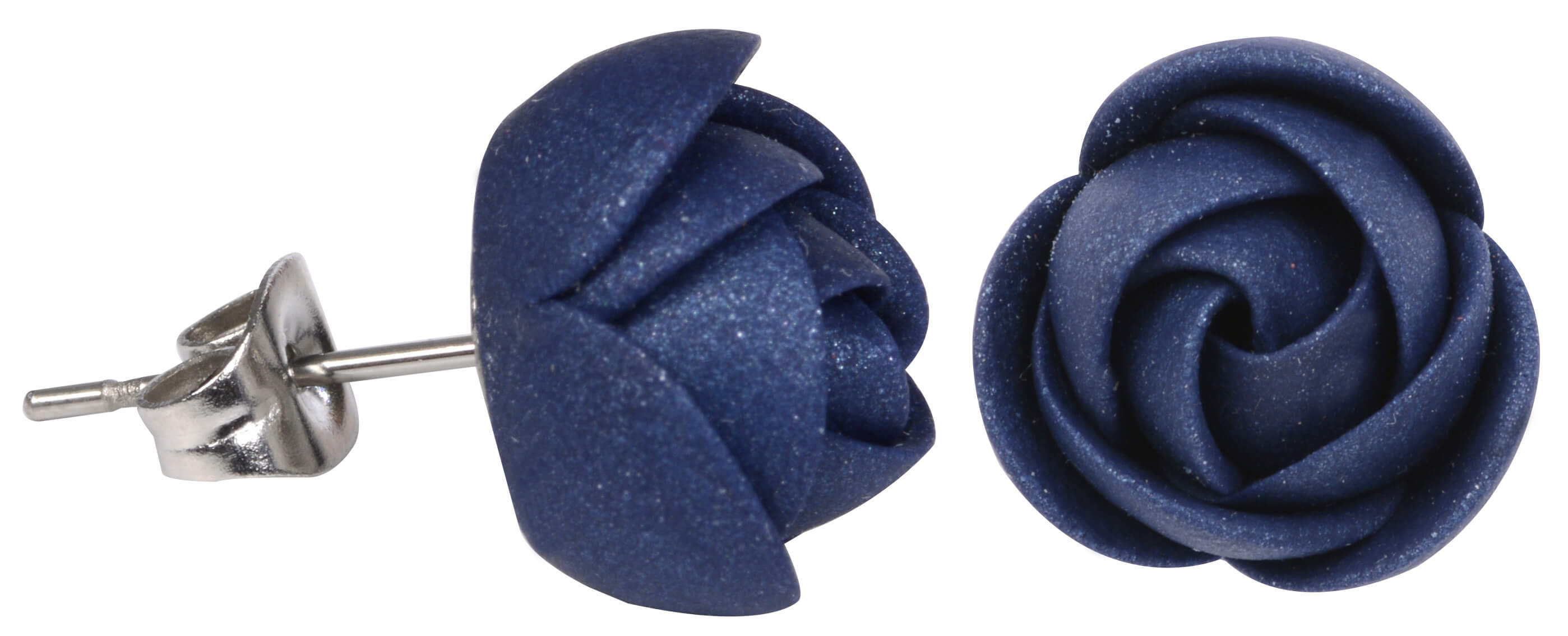 Troli -  Modré třpytivé náušnice puzetky menší kytičky