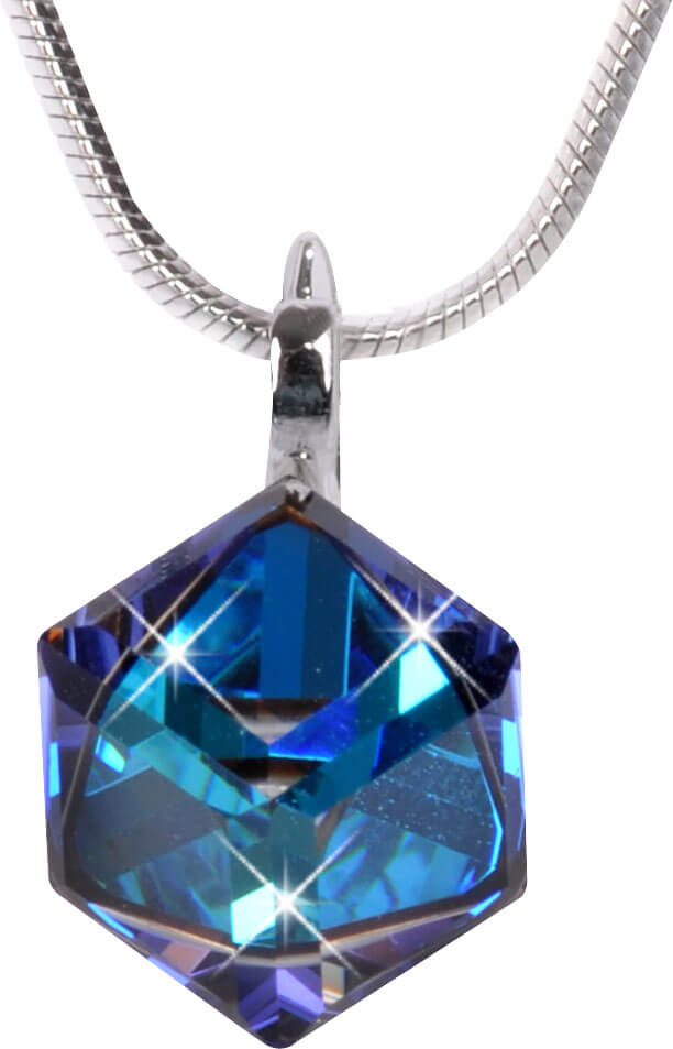 Levně Levien Nadčasový náhrdelník Cube 8D2Y Bermuda Blue