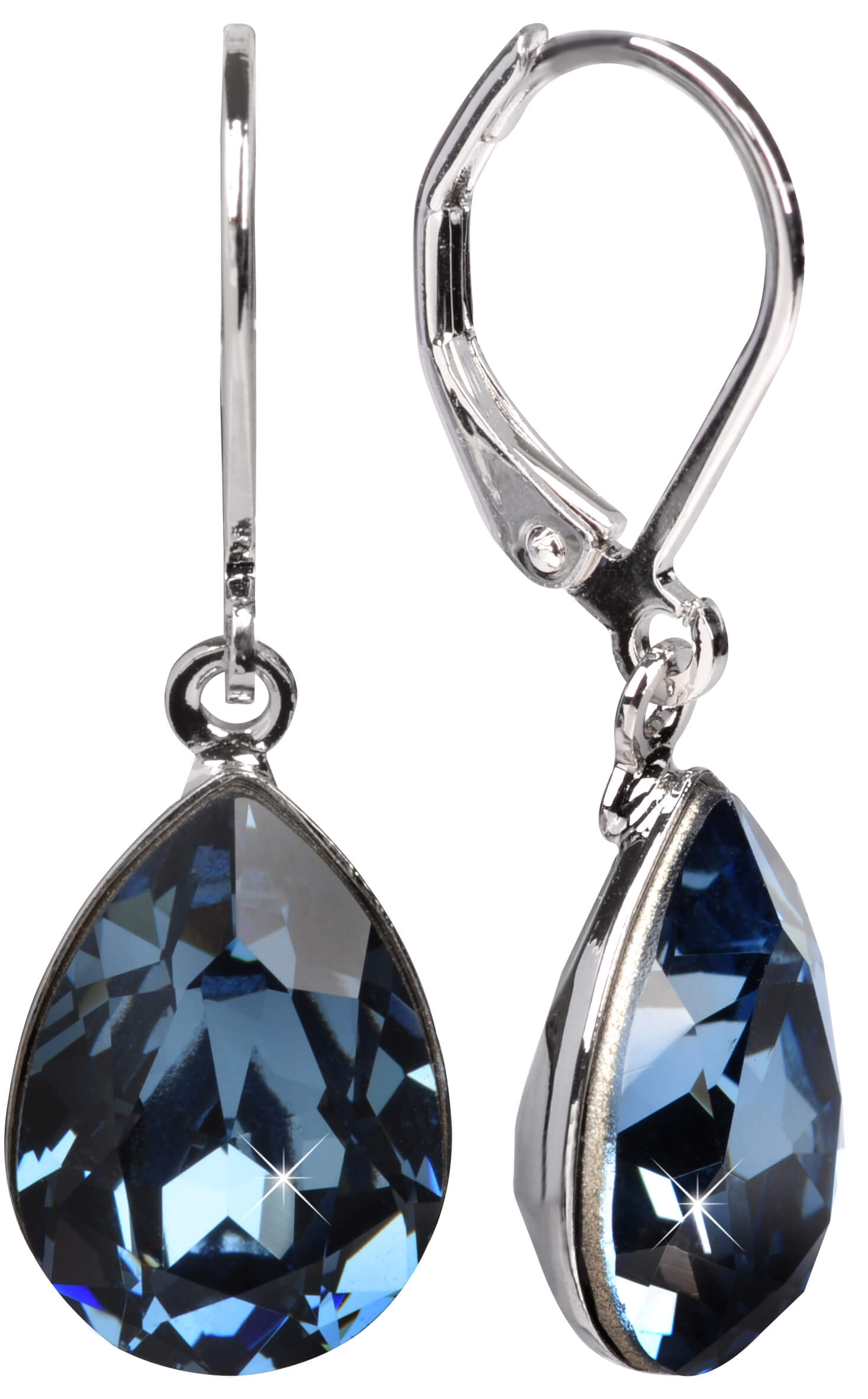 Levně Levien Elegantní náušnice s krystaly Pear Denim Blue