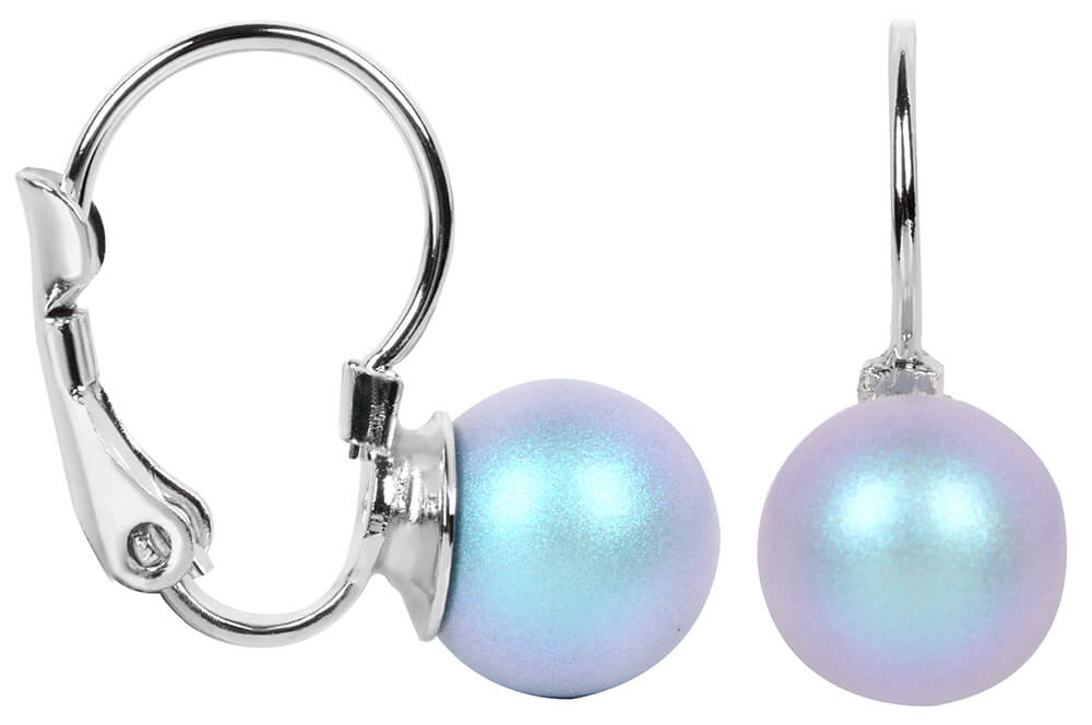 Levien Půvabné perlové náušnice Pearl Iridescent Light Blue