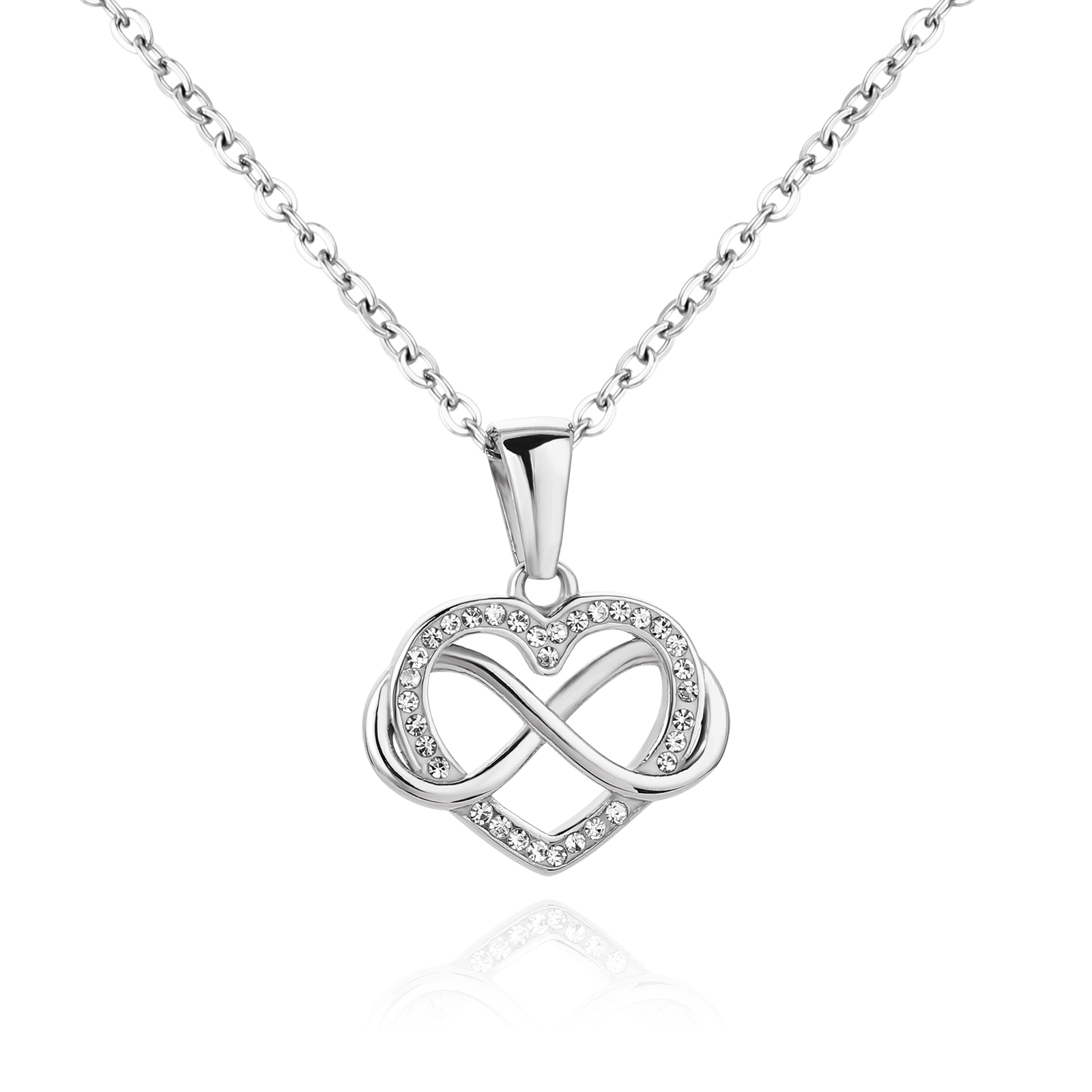Levně Troli Něžný ocelový náhrdelník Srdce VEDN0354S