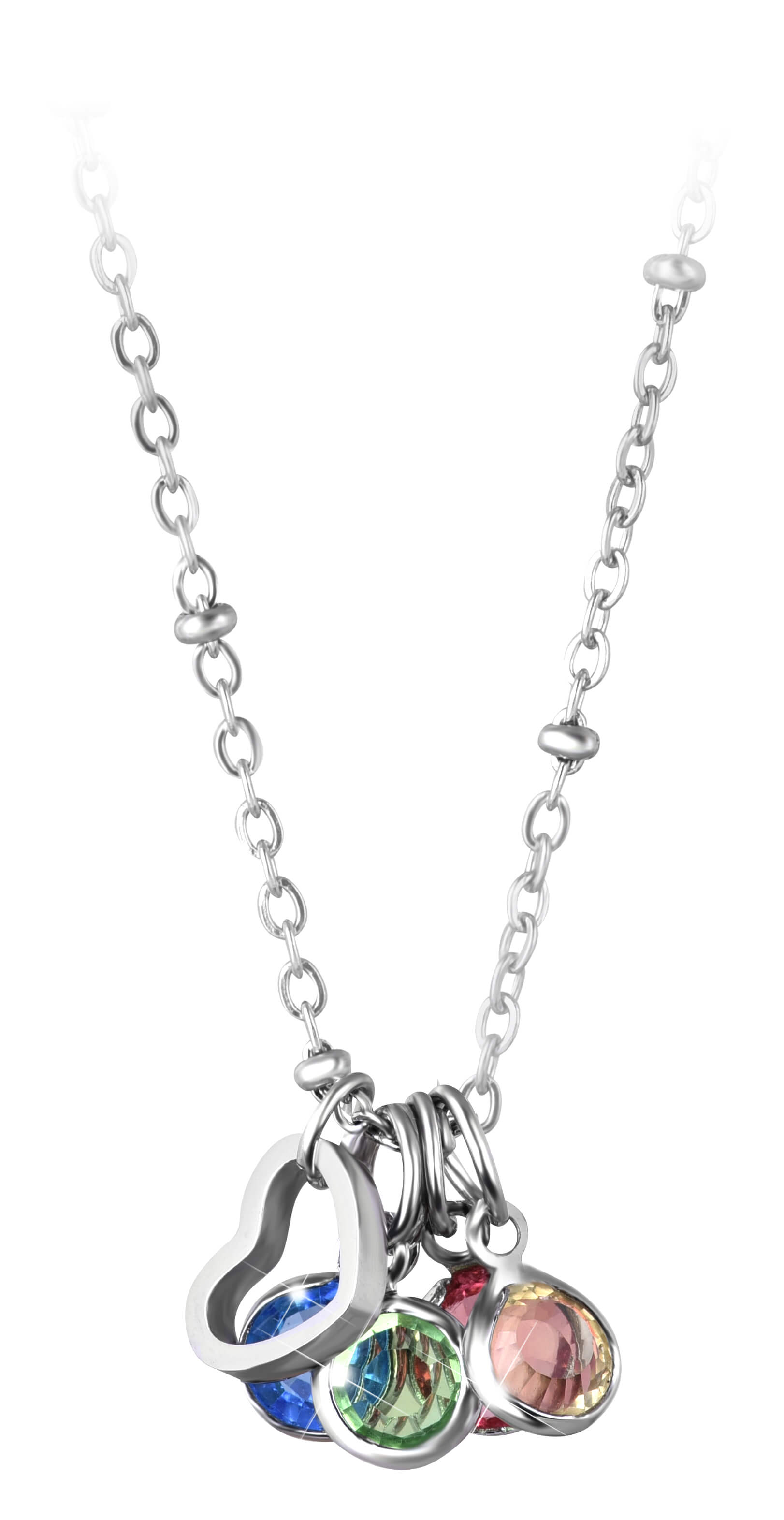 Levně Troli Ocelový náhrdelník s vyměnitelnými přívěsky (řetízek, 5x přívěsek)