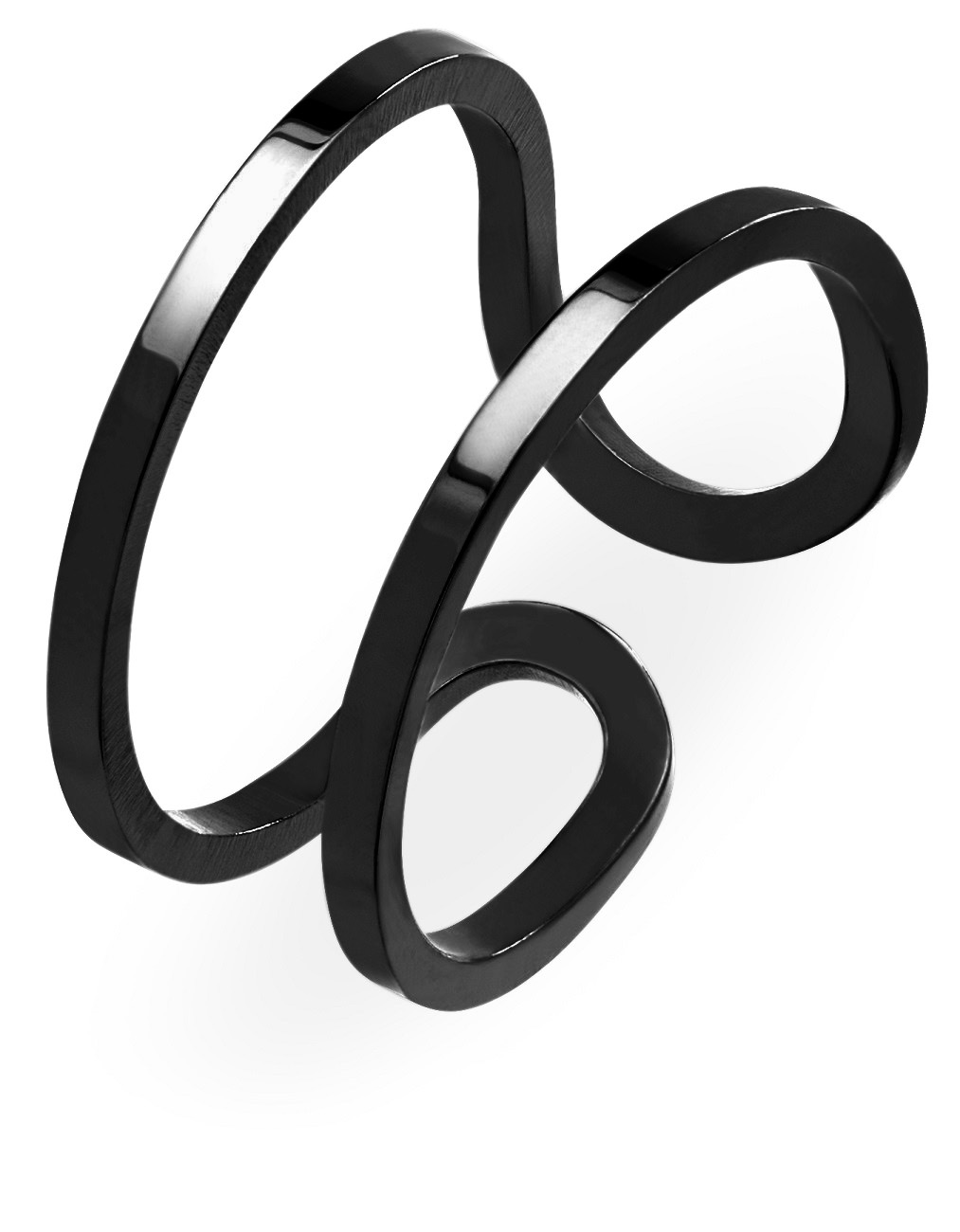 Troli Originální černý otevřený prsten z oceli