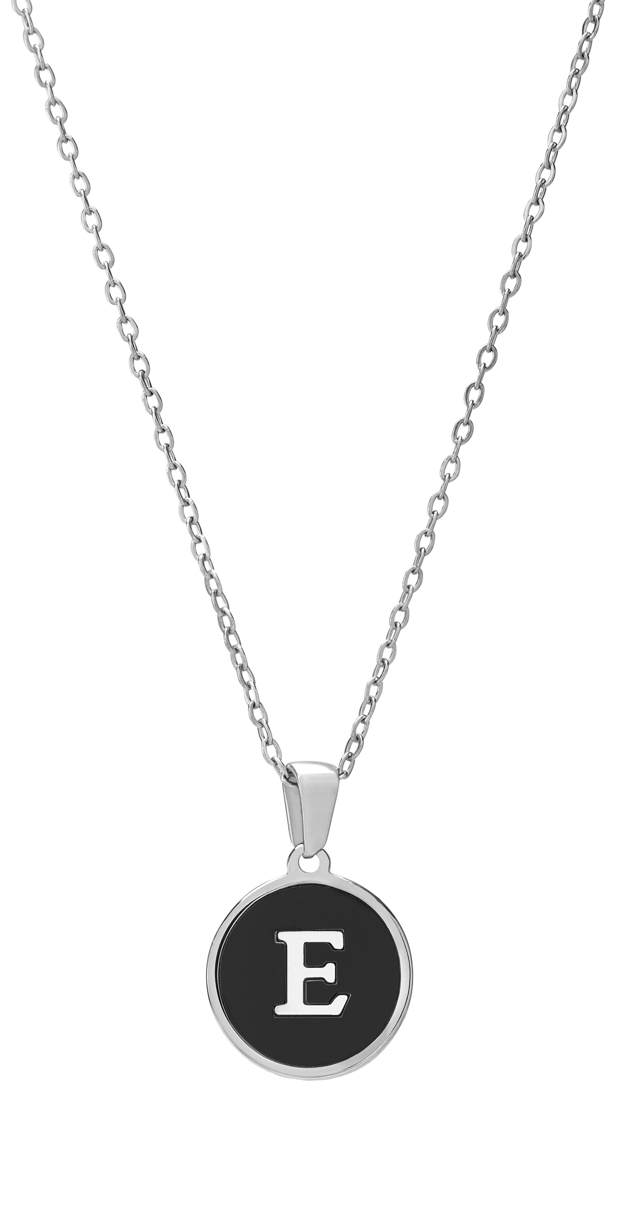 Levně Troli Originální ocelový náhrdelník s písmenem E