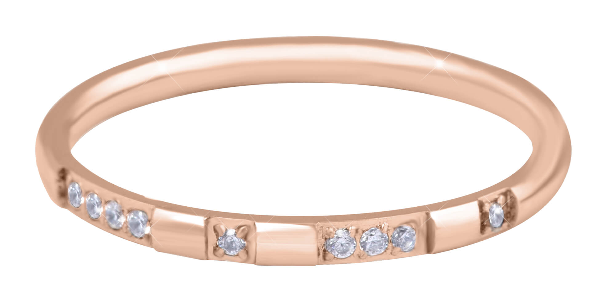 Troli Pozlacený minimalistický prsten z oceli se zirkony Rose Gold 50 mm