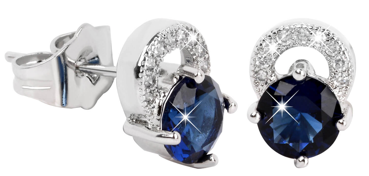 Troli Překrásné třpytivé náušnice s modrými krystaly
