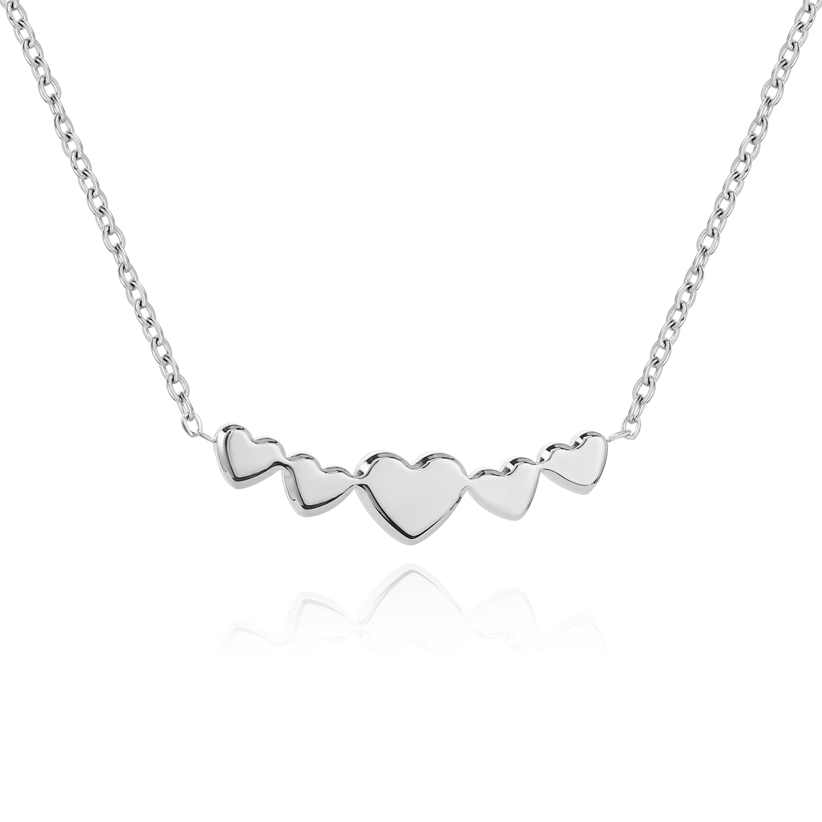 Troli -  Romantický ocelový náhrdelník se srdíčky VEDN0330S