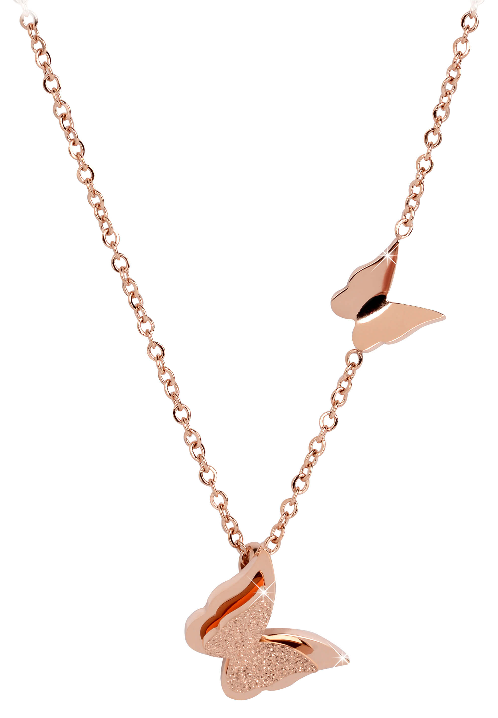 Troli -  Růžově pozlacený motýlí náhrdelník Metal Butterfly KNSC-257-RG