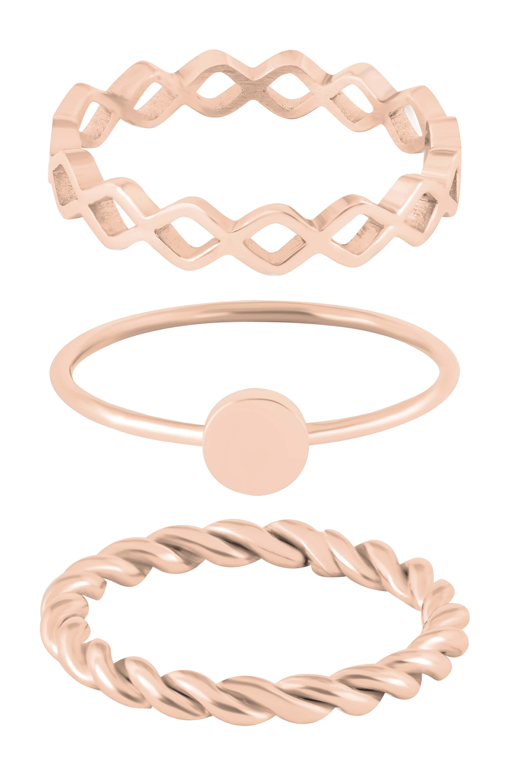 Troli -  Růžově zlacená sada ocelových prstenů 50 mm