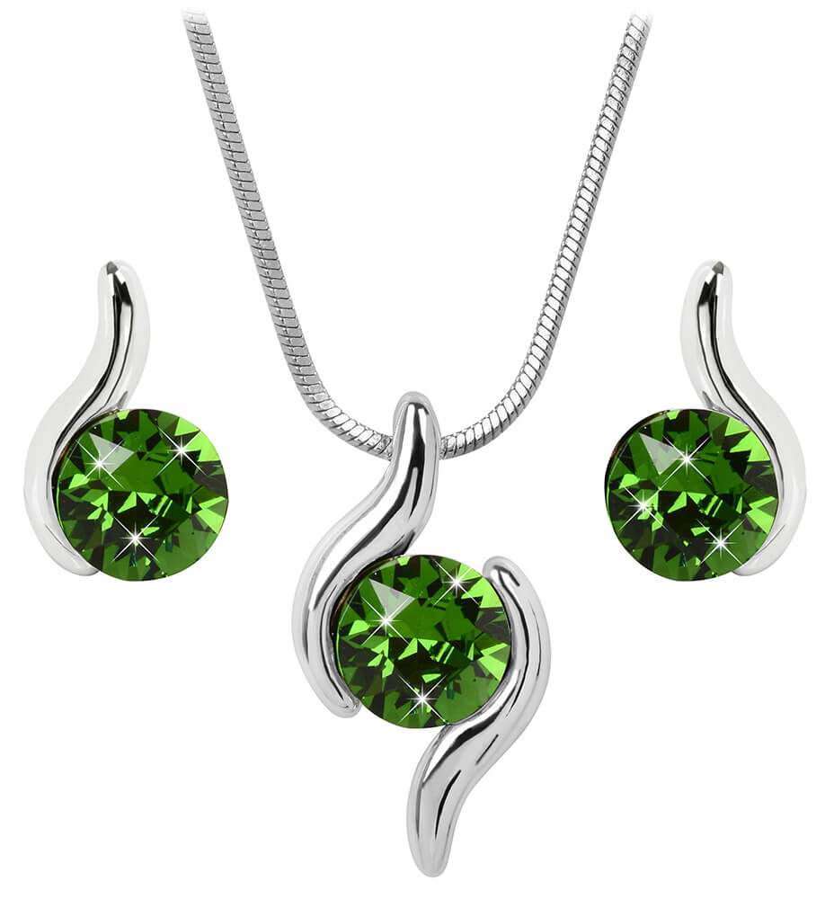 Levien -  Slušivá sada náhrdelníku a náušnic Chaton Wave Fern Green
