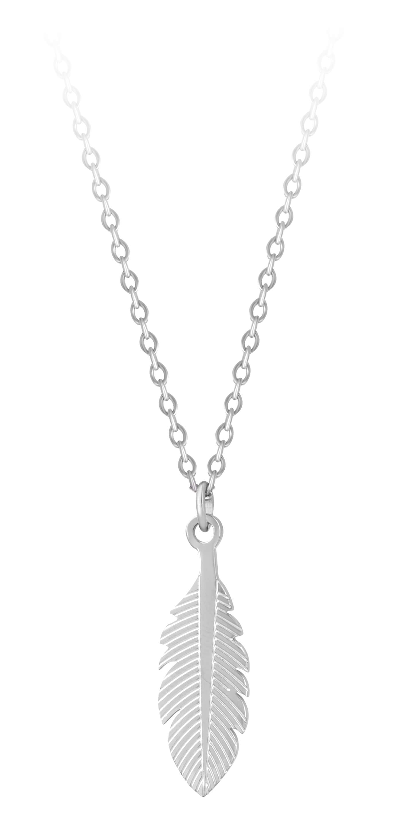 Troli -  Stylový ocelový náhrdelník s peříčkem