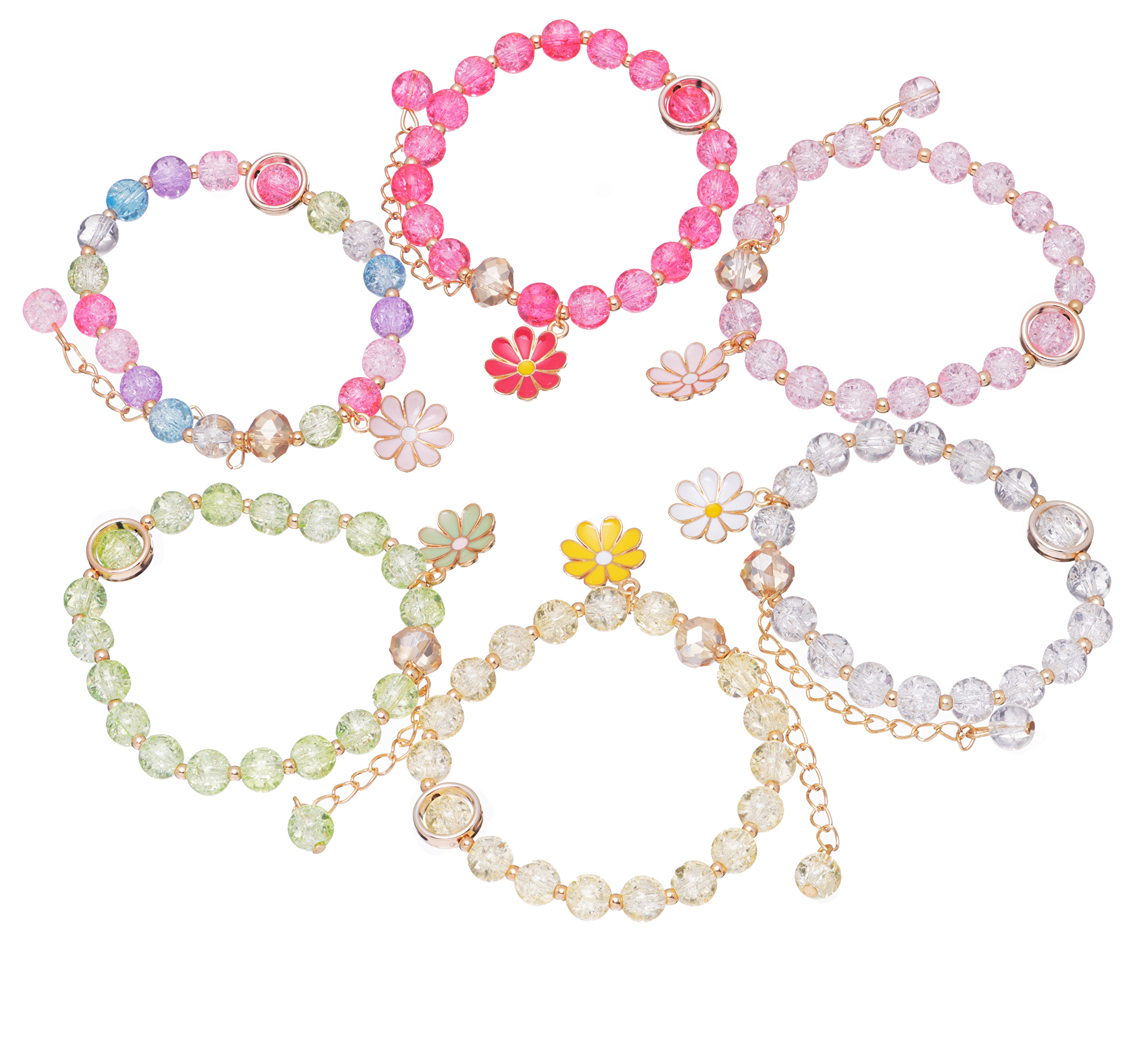 Troli Bracciale con perline incolore e fiore