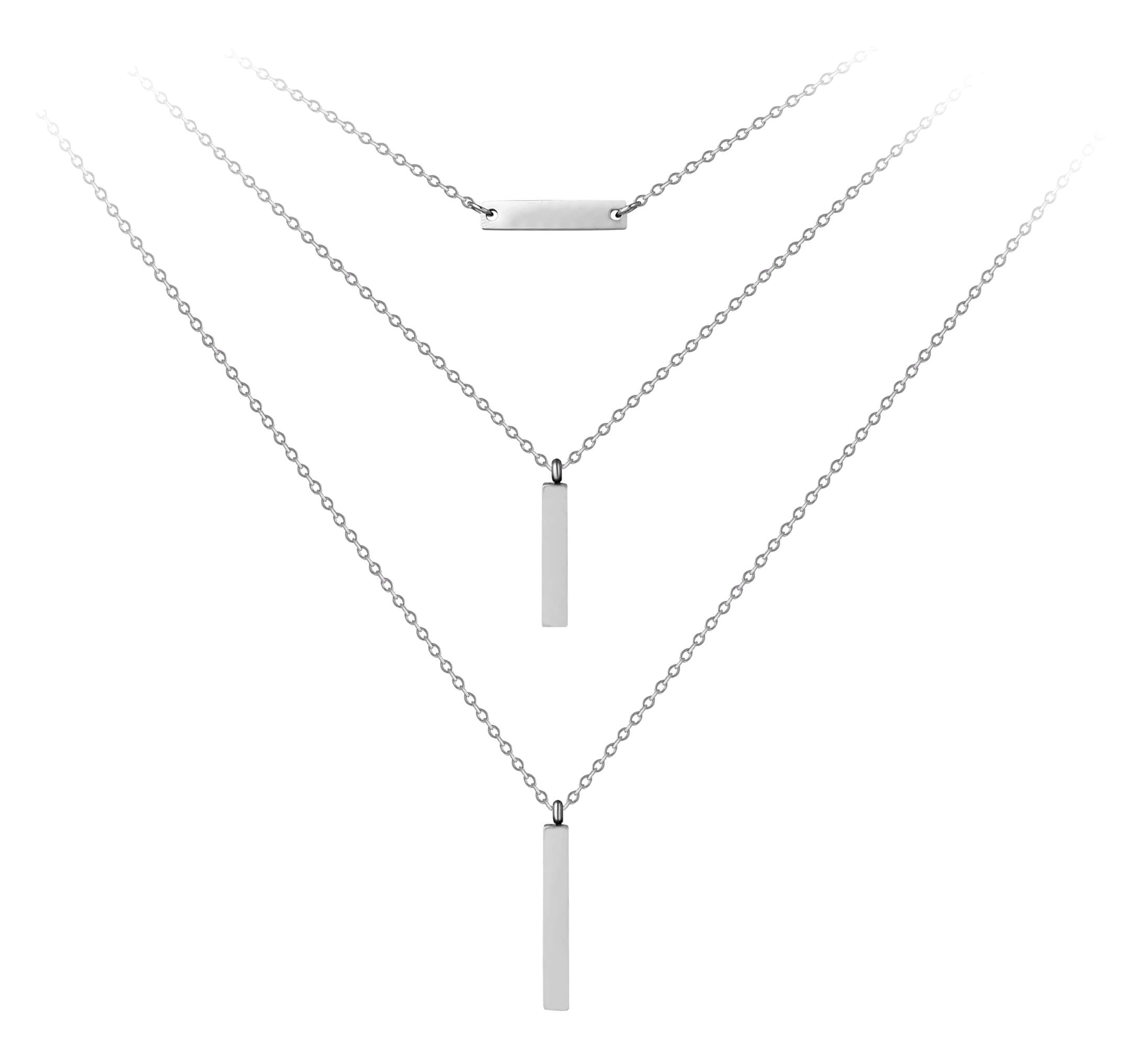 Troli -  Trojitý ocelový náhrdelník s přívěsky